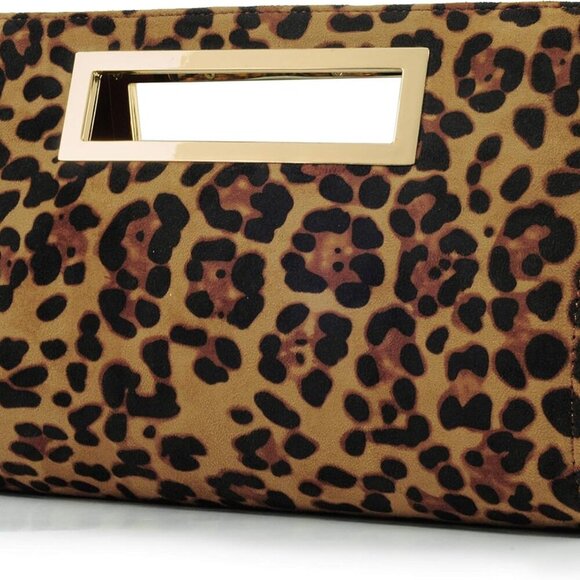 Classic Crocodile Pattern Faux Patent Leather Metal Grip Cut it out Clutch with - Picture 1 of 6